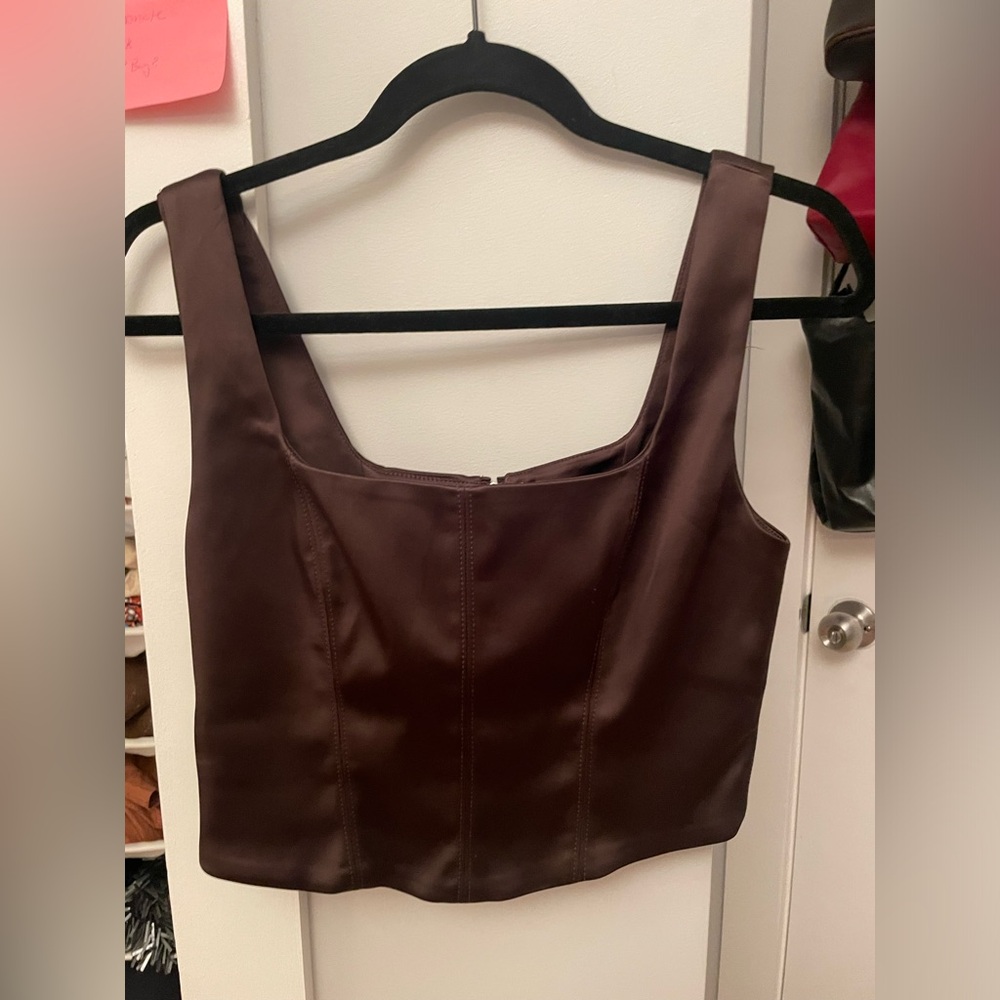 Satin brown corset with zipper